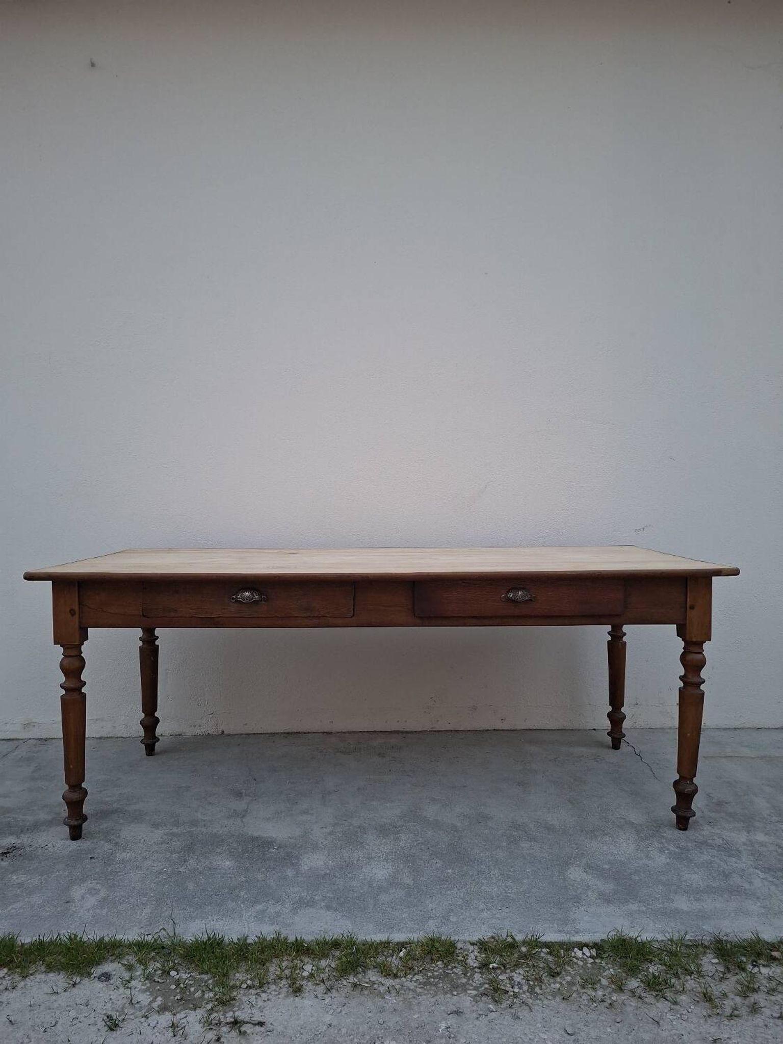 Table de métier ancienne, 2 tiroirs, piètements Louis Philippe