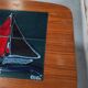 Coffee table year 50 / 60 - tiled tiled Boat decorated Marine feet spindles
