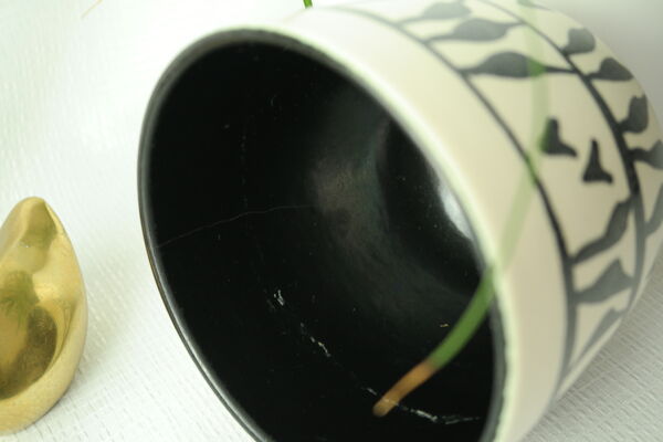 Cache pot par Elchinger 1950 abstrait noir et blanc