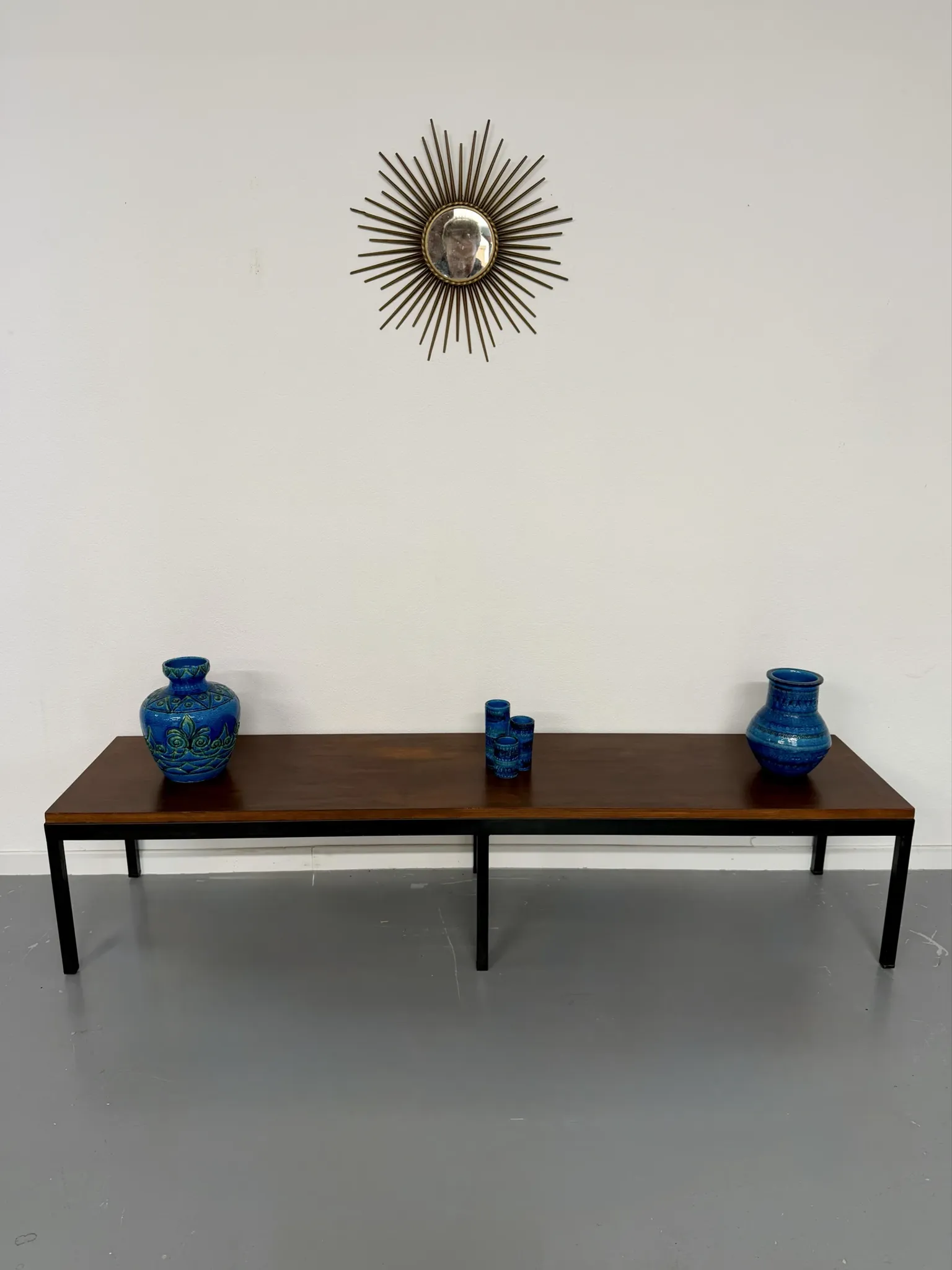 Large coffee table / modernist side table in wood and metal an60