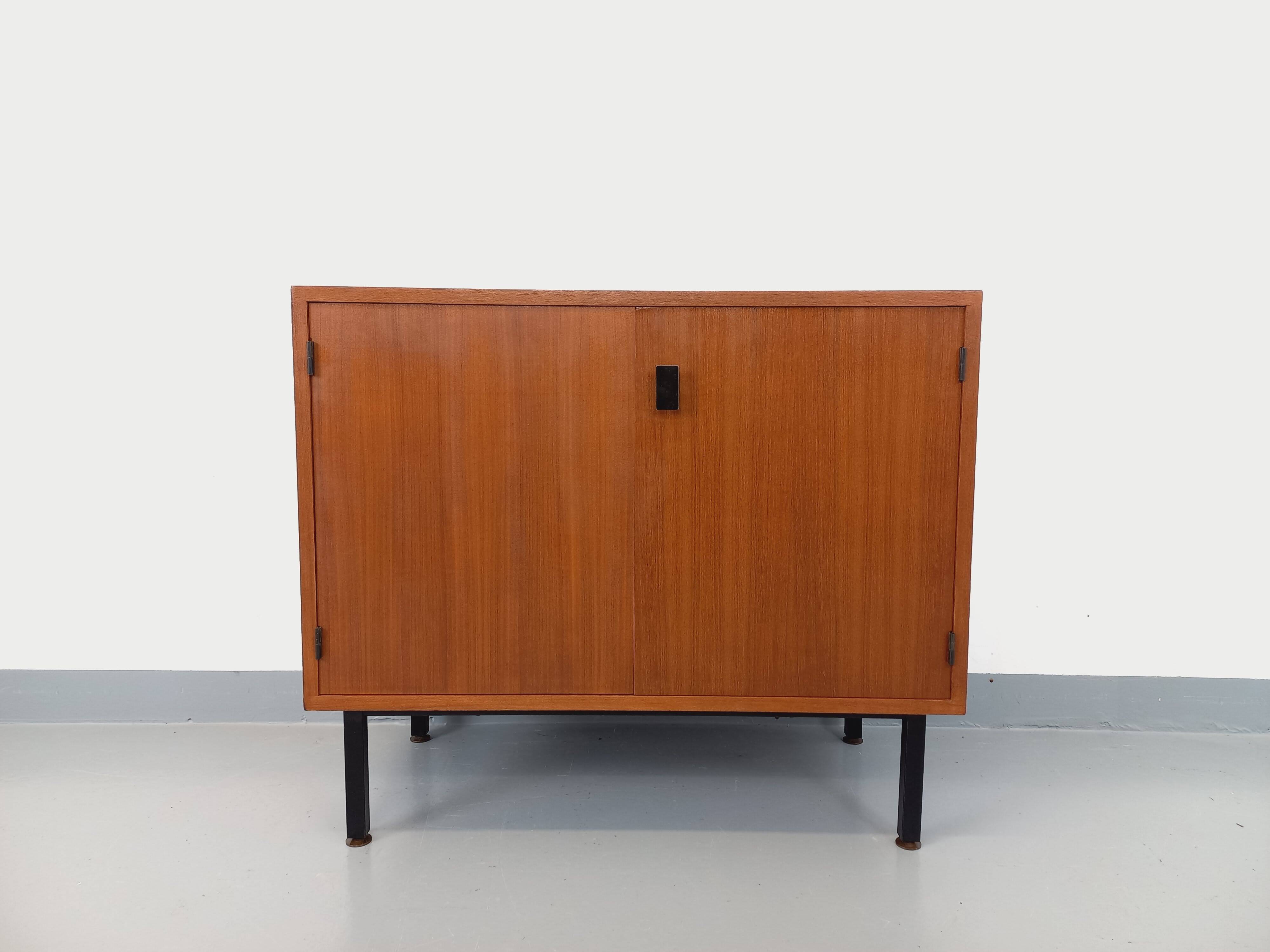 Small vintage storage unit in modernist Scandinavian style in teak from the 60s
