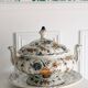 Rare - Earthenware soup tureen HB Quaregnon, floral decoration signed Hubert Becquet