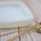 White butter dish in Arcopal with floral/country motif