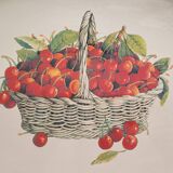 Retro oval serving dish with basket of cherries decor