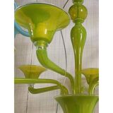 Contemporary Translucent Apple-Green Murano Style Glass Chandelier