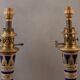 Paire de vases Longwy montés en lampe avec monture en bronze doré, fin XIXe