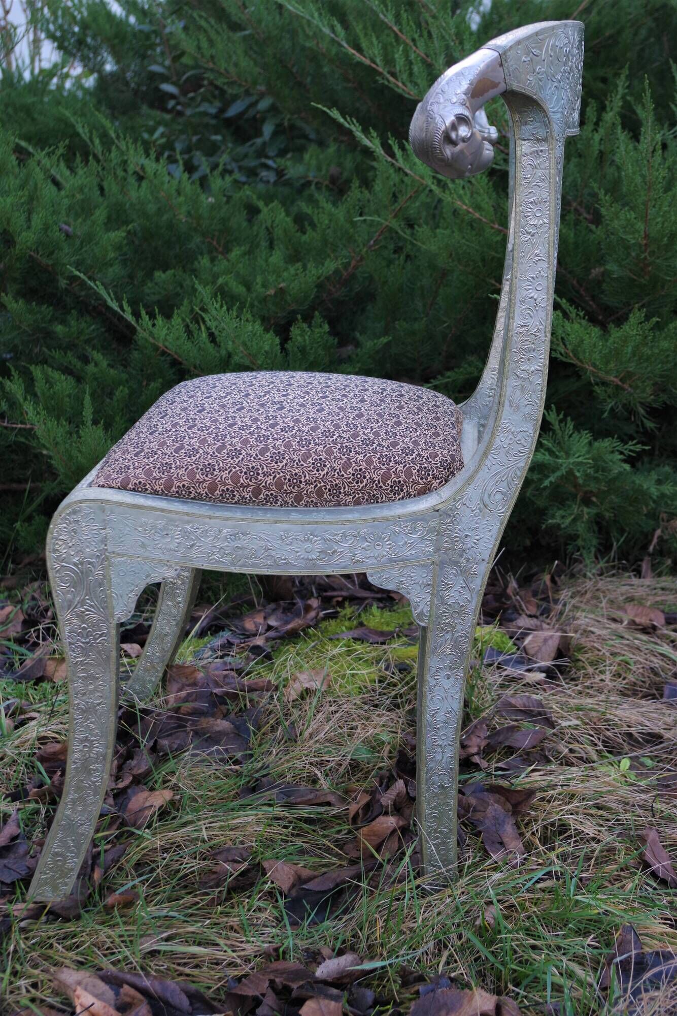 Vintage silver metal chair