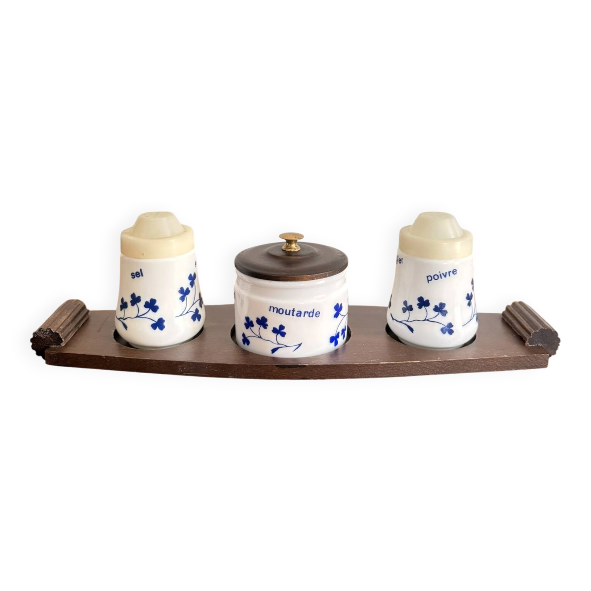 Vintage 1970s Condiment Set Salt Pepper Mustard Housekeeper Service