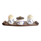 Vintage 1970s Condiment Set Salt Pepper Mustard Housekeeper Service