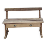 Banc ancien 1 tiroir en bois massif brut