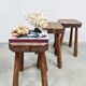 Rustic French wooden hand carved stools 'Brutalist'