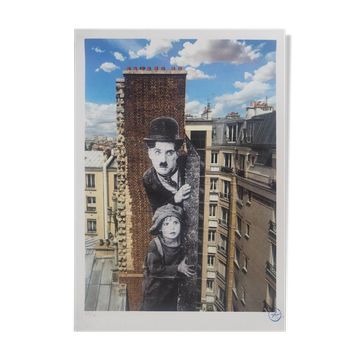 JR : Hommage à Charlie Chaplin - Lithographie originale signée