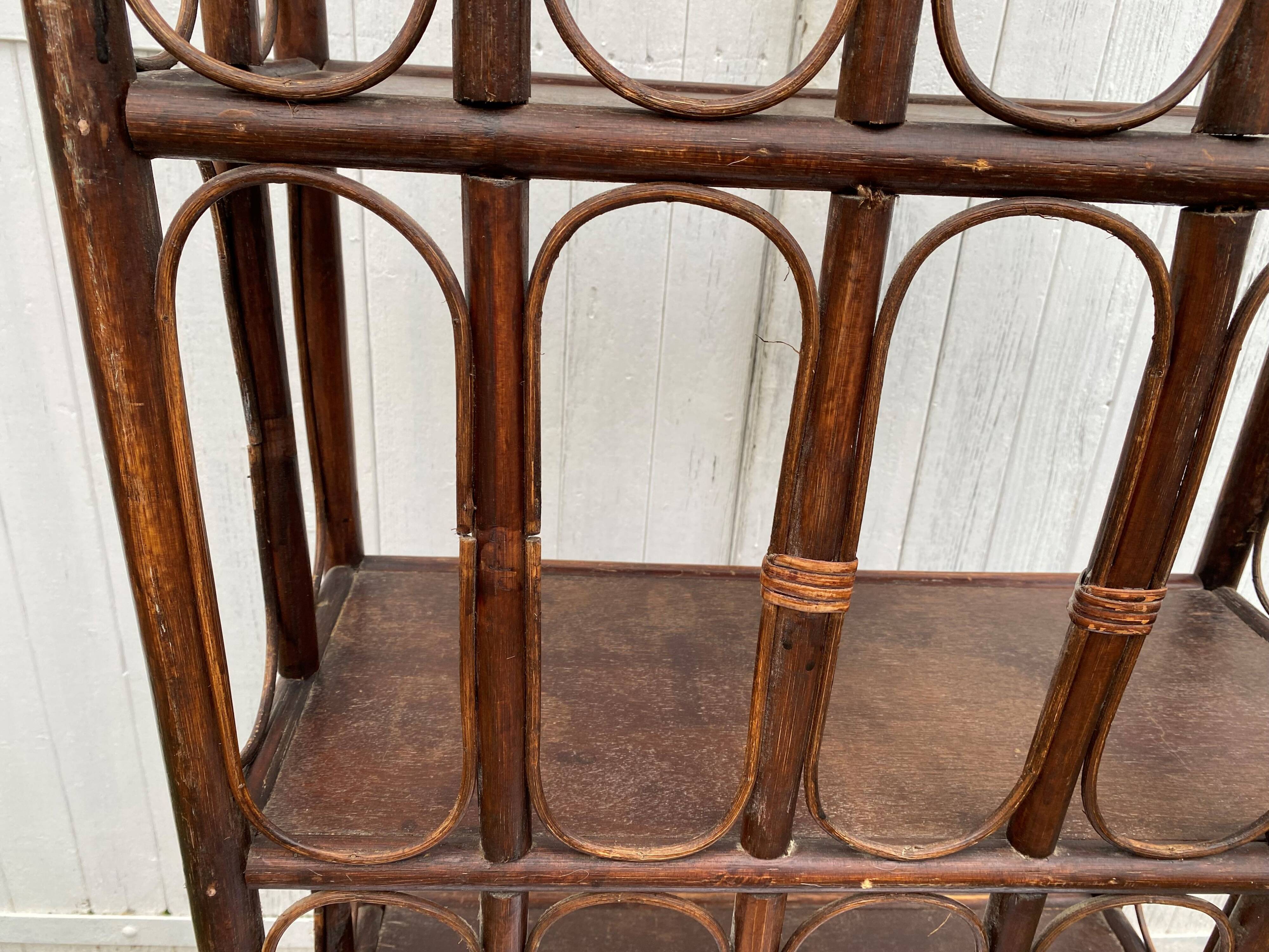 Vintage rattan bookcase shelf from the 70s