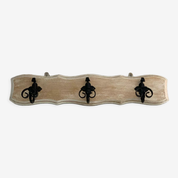 Coat rack in wood and wrought iron
