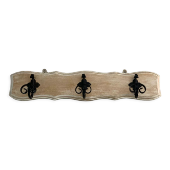 Coat rack in wood and wrought iron