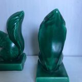 Pair of Art Deco ceramic book clamts