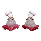 Pair of porcelain and scalloped glass wall sconces, 1920s-30s