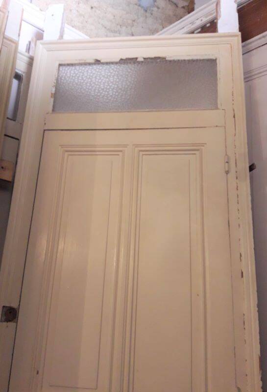 Old Haussmannian door 83x219.5cm with glazed transom frame.