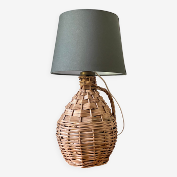 Lamp dame jeanne vintage in rattan