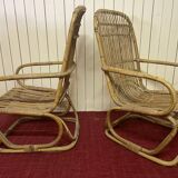 Pair of vintage rattan armchairs, Italy 1950