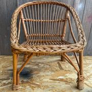 Fauteuil enfant en rotin, années 60