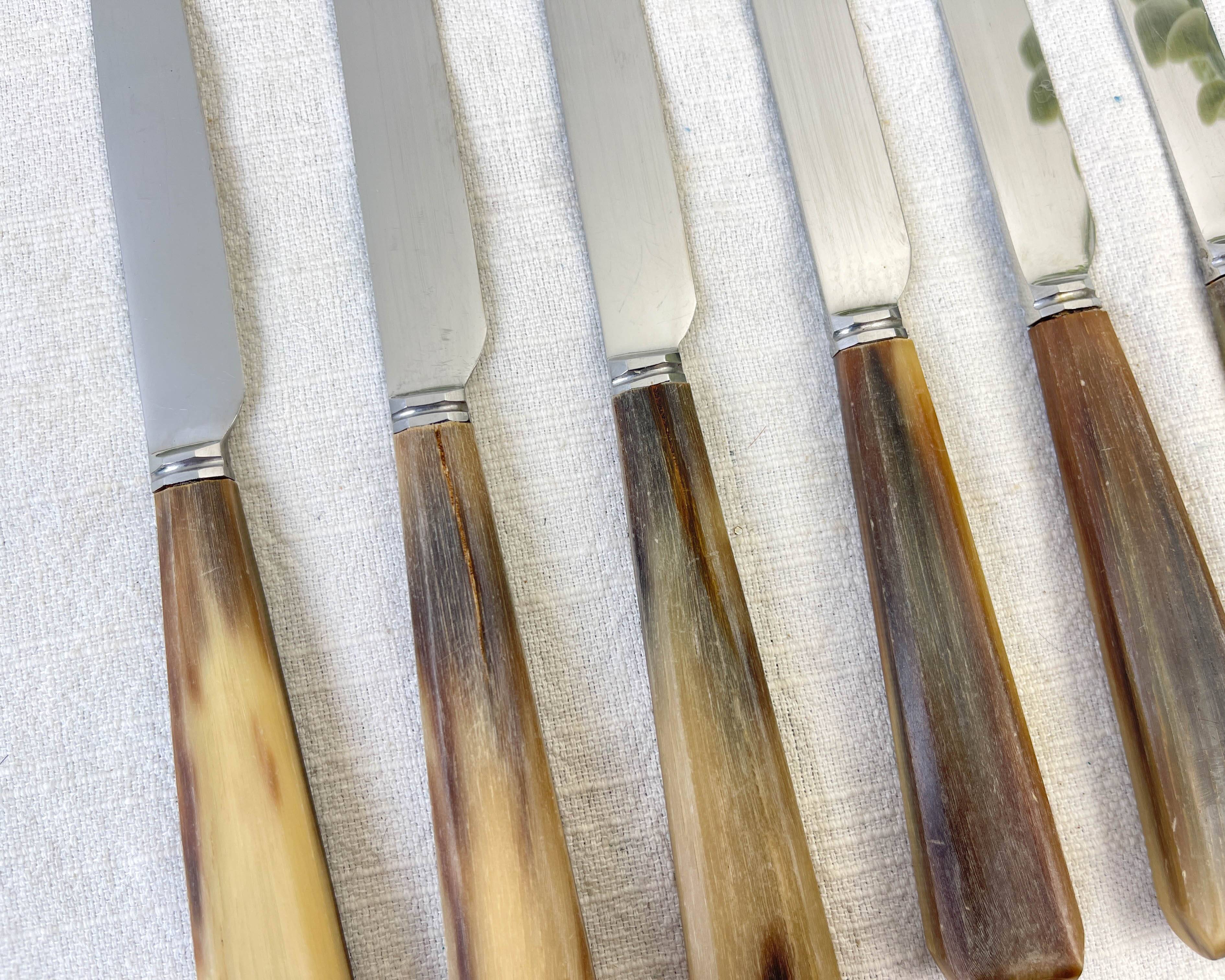 6 Vintage Horn Dessert Knives