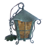 HAND WROUGHT IRON LANTERN WITH BRONZE PATINA 60'S