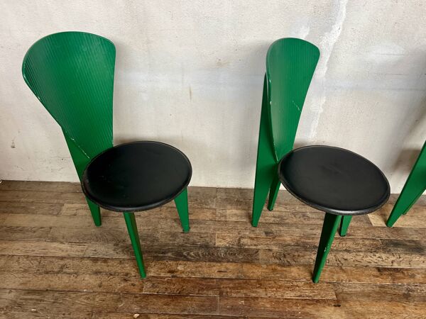 Superbe set de 4 chaises Calligaris des années 1980,