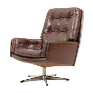 fauteuil danois en cuir brun