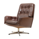 Danish swivel lounge chair in brown leather