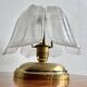 Lampe de table en laiton vintage et verre en forme de feuille