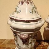 Pair of decorated earthenware vases, 18th century, France