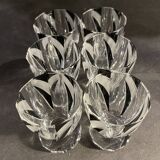 Art deco liqueur set, carafe & 6 glasses, cut double crystal, cubist decor, karl palda