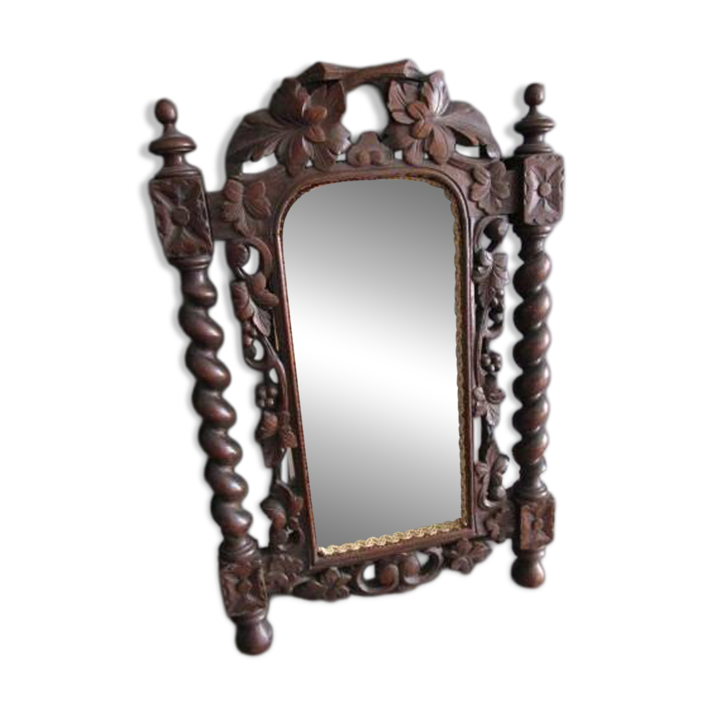 Antique carved wooden mirror