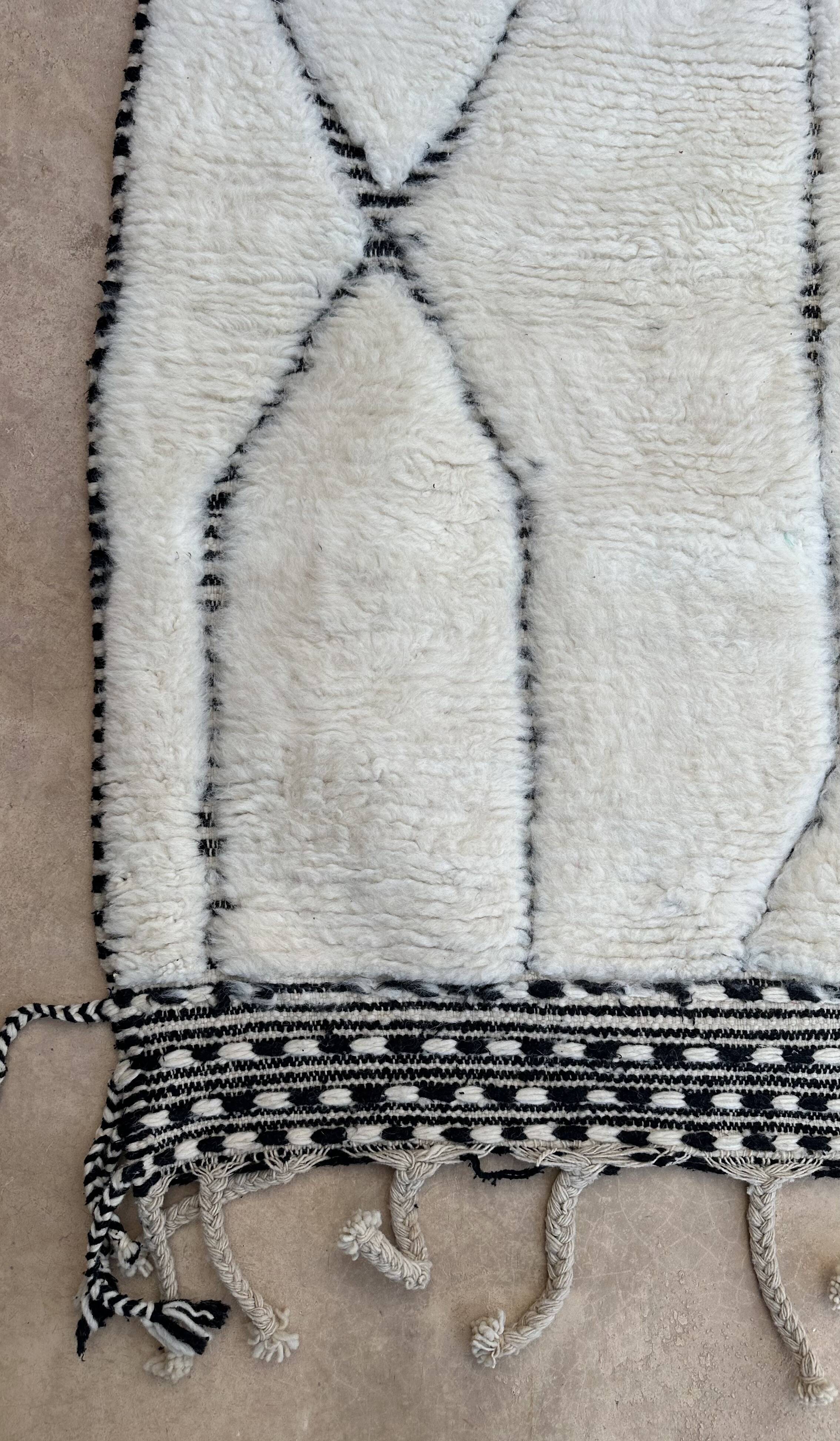 Tapis Berbère Beni Ourain blanc -  289 x 203 cm