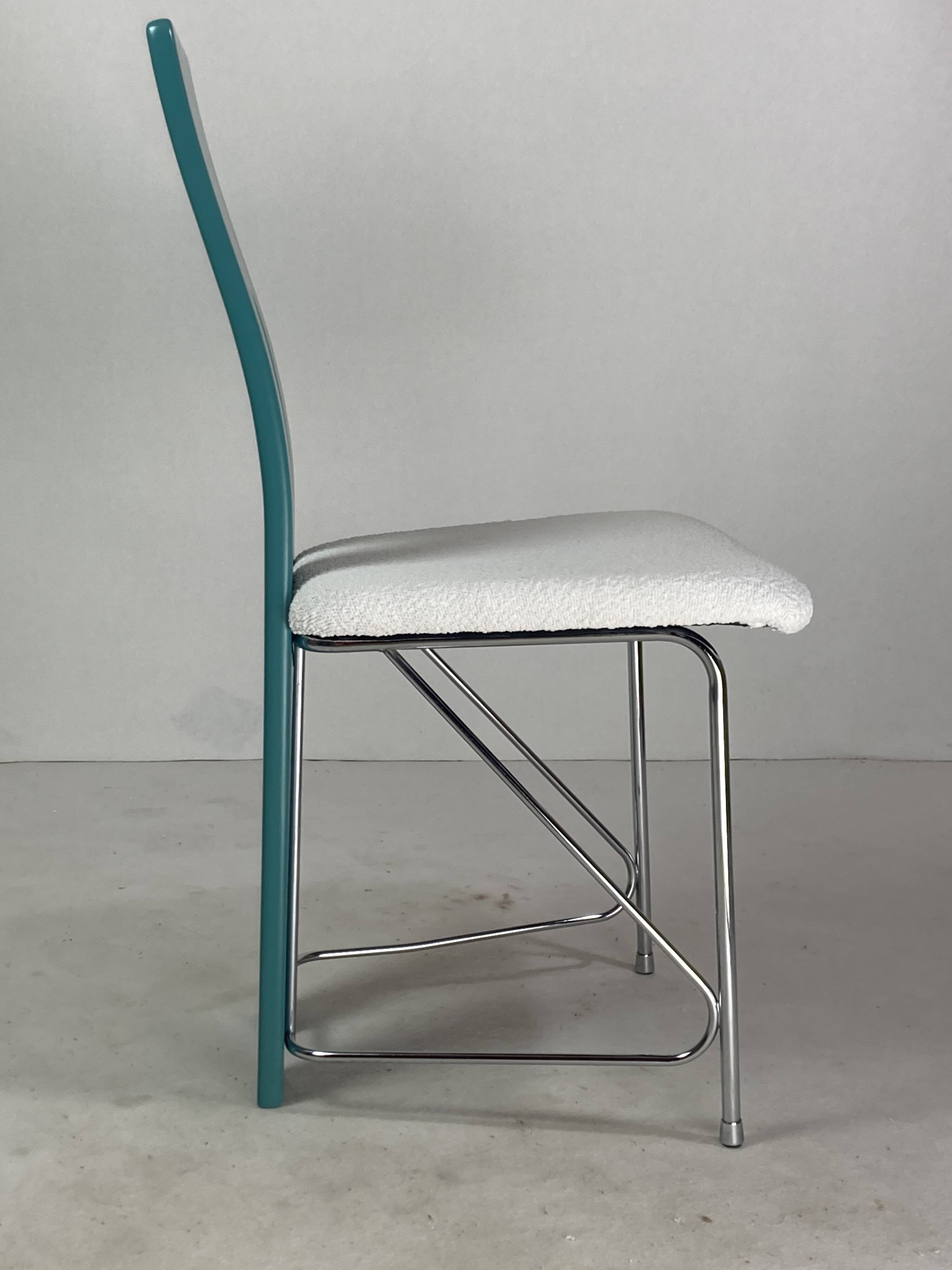 Set of 6 Memphis dining chairs in bouclé, 1980s