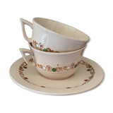 Ancient tea set in earthenware Longwy service Betty