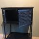 Black industrial glass cabinet with Louvre doors