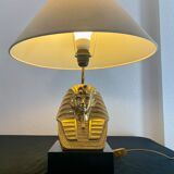 Golden brass table lamp tutankhamun Year 70 vintage pyramid