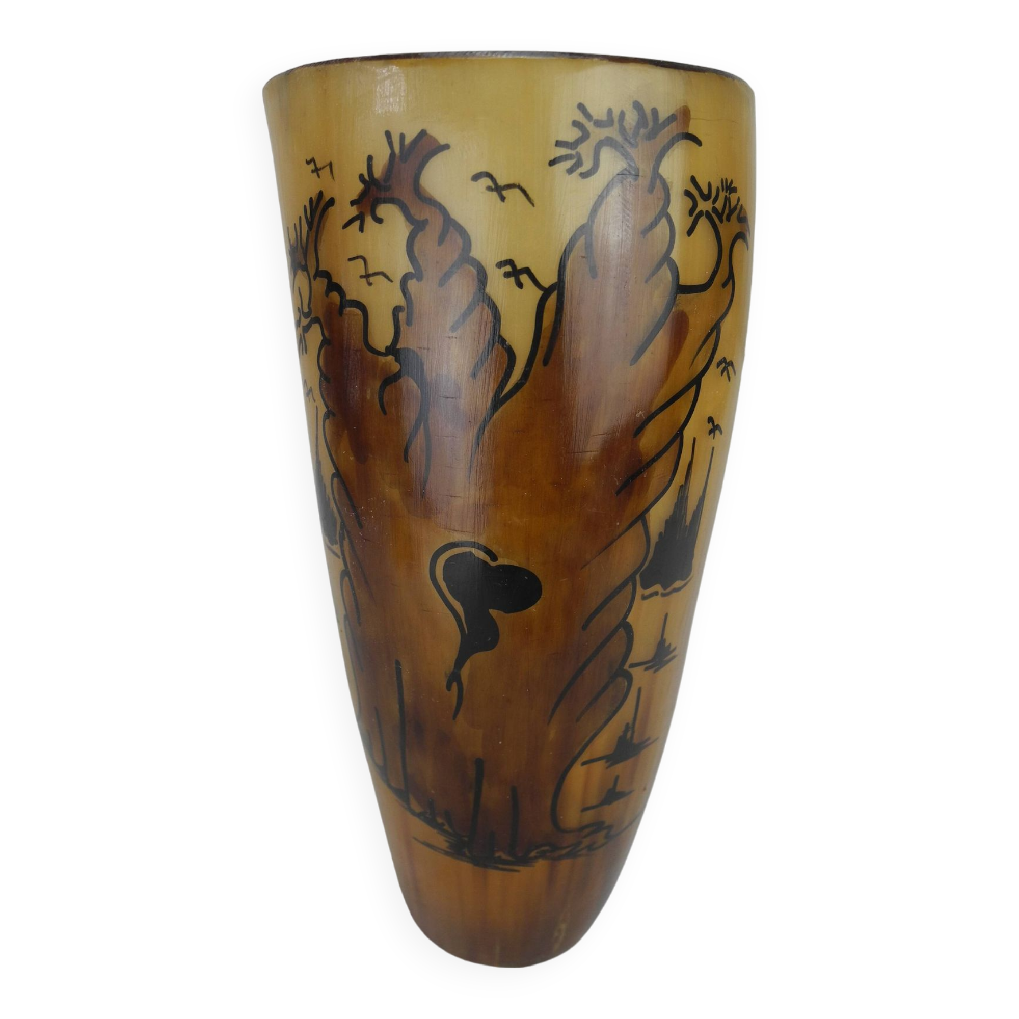 Old glass horn african art senegal lac rose vintage horn glass african art