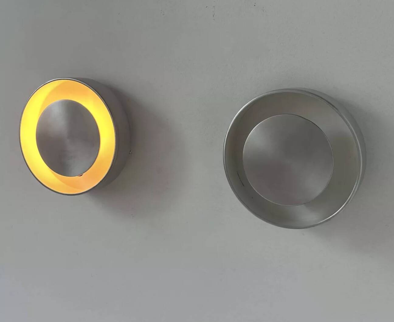 Pair of vintage wall lights, brushed metal, France 1970