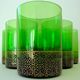 Set of six green smoked crystalline whiskey glasses