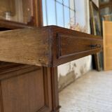 Old XL Napoleonic oak glass bookcase, 19th century