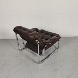 Sofa and 2 armchairs by Johan Bertil Ugggstrom 1970s chrome leather