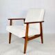 Fauteuil boucle ivoire blanc vintage, années 1970