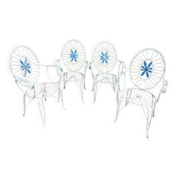 4 fauteuils provençaux en fer forgé des années 60