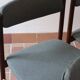 6 Scandinavian chairs in rosewood, with green-grey seats.