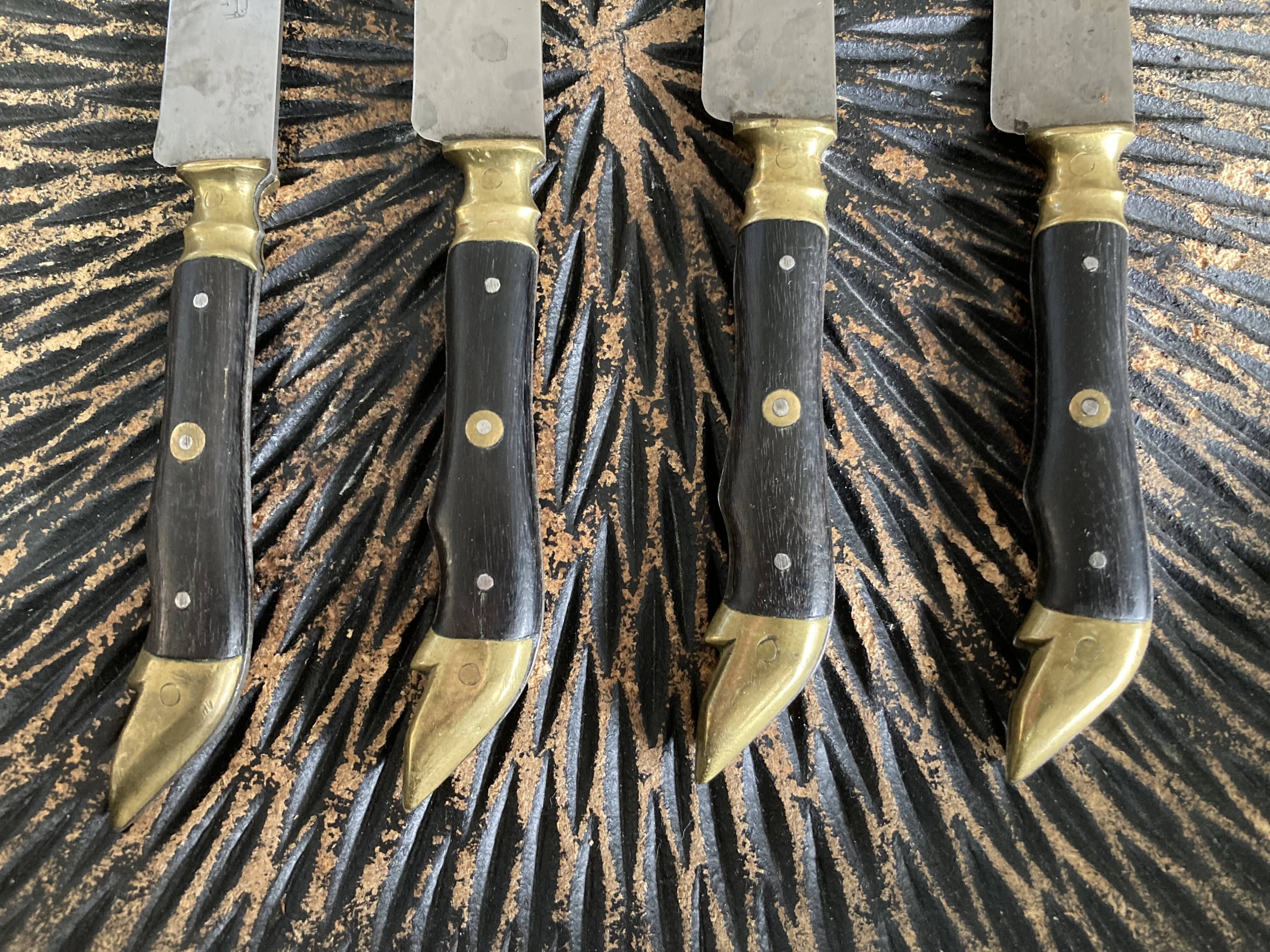 4 antique table knives - Pouzet Bigay - Thiers late nineteenth