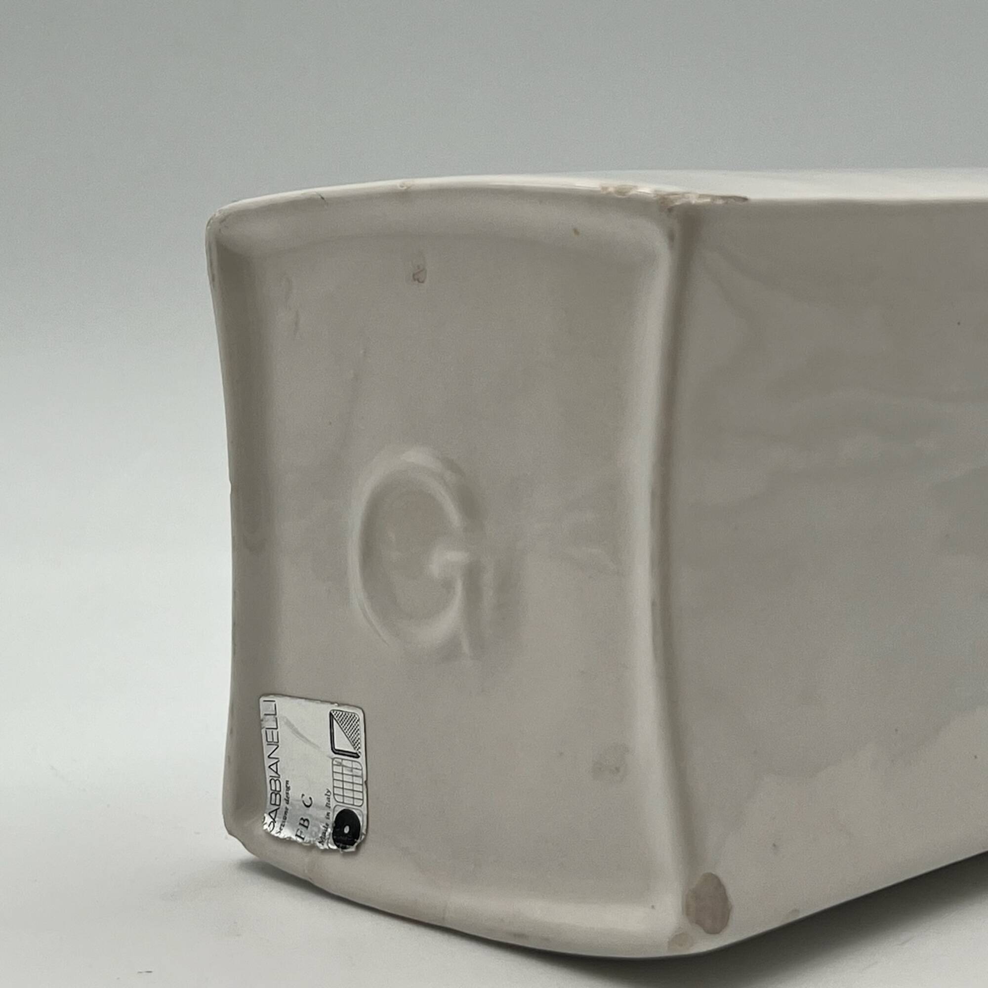 Gabbianelli Space Age Ceramic Vases in Orange and White, 1960s