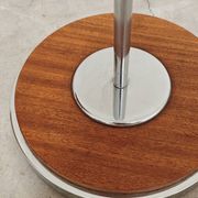 Modernist floor lamp in teak, chrome metal, opaline, Czechoslovakia 60s